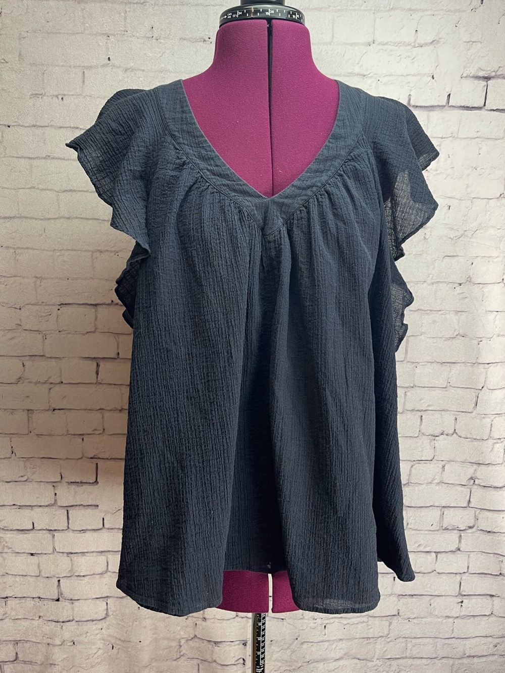 Cos size 10 ruffled cap sleeve blouse cotton